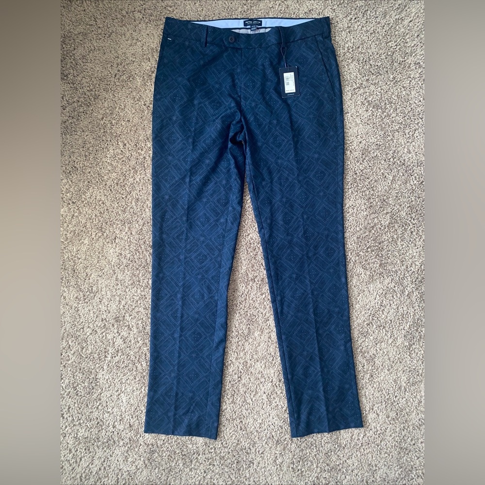 Peter Millar 32x32 Crown Crafted Surge Performance Pants Paisley Print Navy $168